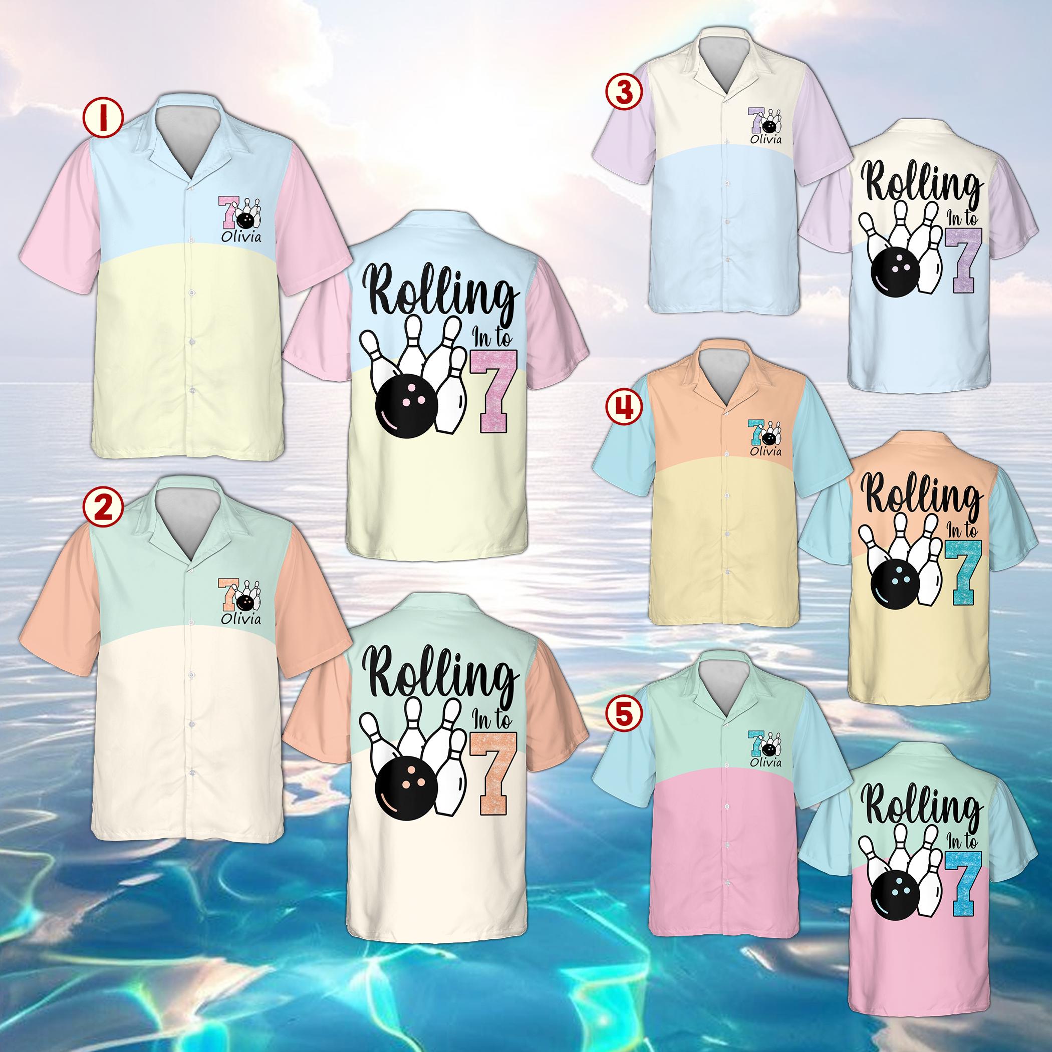 Discover Custom Rolling Into Birthday Hawaiian Shirt, Bowling Birthday Shirt for Kids & Adults, Custom Name Age Shirt, Cute Bowler League Uniform