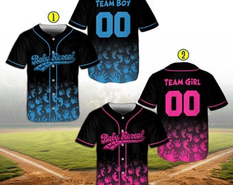 Custom Gender Reveal Baseball Jersey, Team Boy Team Girl Shirt, Personalized Baby Reveal Jersey, Mom Dad Party Outfit, Unisex Adult