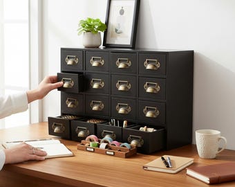 16-Drawer Wooden Storage Cabinet