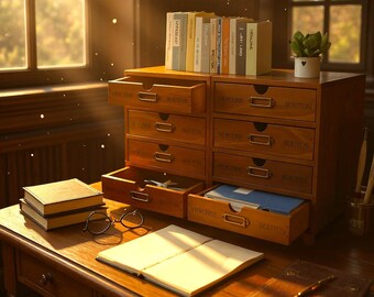 6 Drawer Vintage Wooden Storage Cabinet Desktop Organizer Pine Wood ...