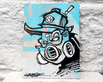 Graffiti Painting Sketch Original Hoakser Character On Wood