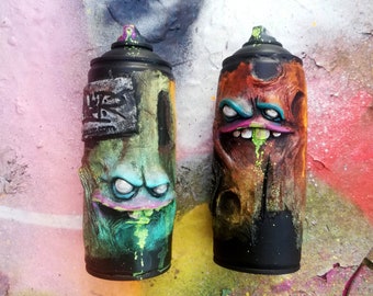 Graffiti Spray Paint Can Sculptures by Hoakser set of 2