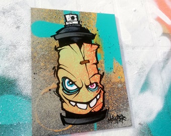 Spray Can Graffiti Sketch Painting Orange Green