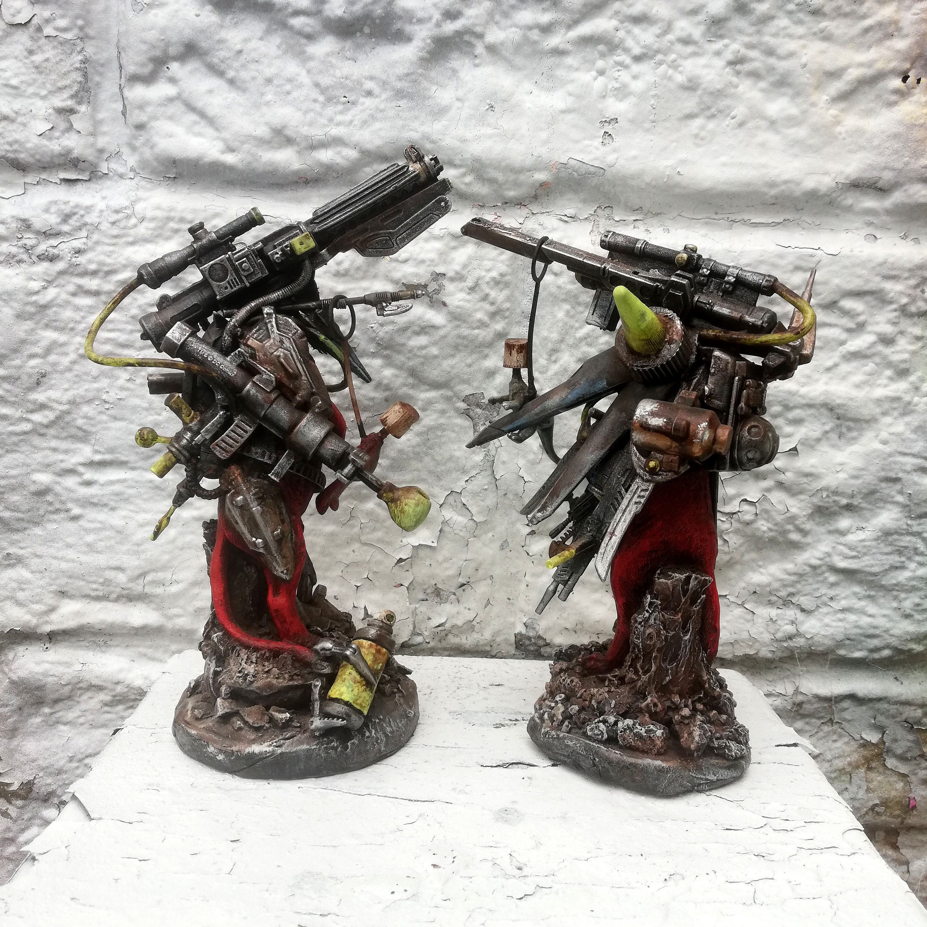 Battle Cats Statue Set Of 2 Recycled Plastics Mecha Graffiti Sculpture