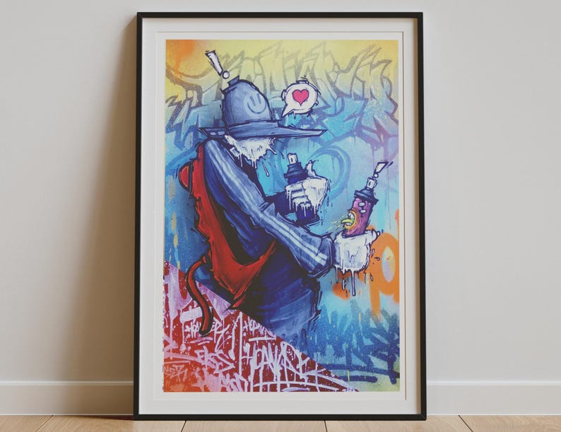 Graffiti Robot Spray Can Art Print - image 4