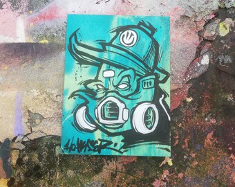 Graffiti Painting Sketch Original Hoakser Character On Wood