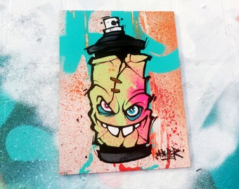 Spray Can Graffiti Sketch Painting Green Pink