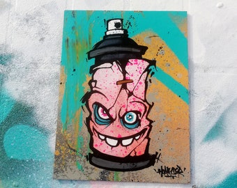 Spray Can Graffiti Sketch Painting Pink Green