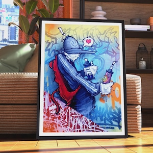 Graffiti Robot Spray Can Art Print - image 2