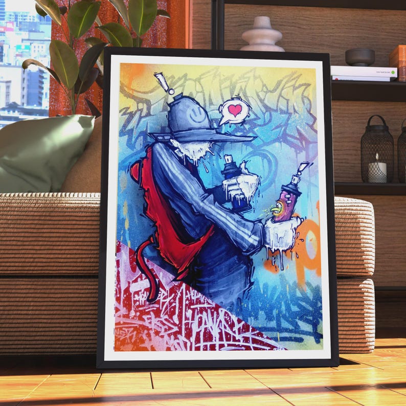 Graffiti Robot Spray Can Art Print - image 2