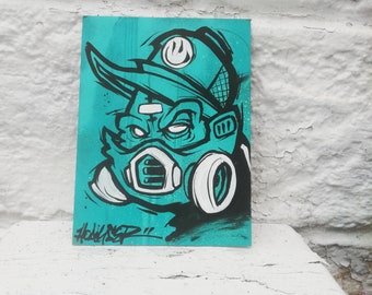 Graffiti Painting Sketch Original Hoakser Character On Wood