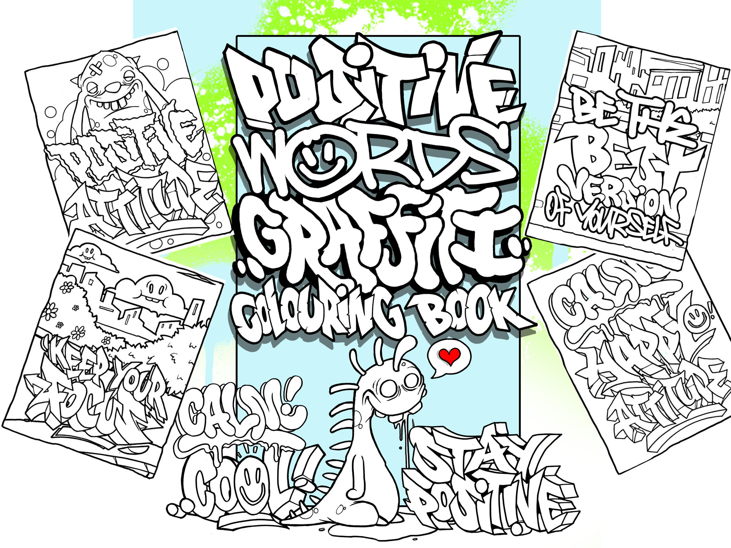 Positive Words Graffiti Colouring Book Coloring for All Ages 