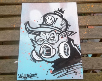 Graffiti Painting Sketch Original Hoakser Character On Wood