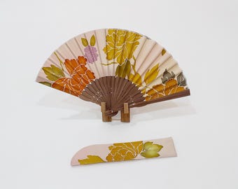 Kimono Fan (Sensu) created by upcycling Japanese Vintage Silk Kimono. Created by craftsmen in Kyoto. -one of a kind -unique gift #67