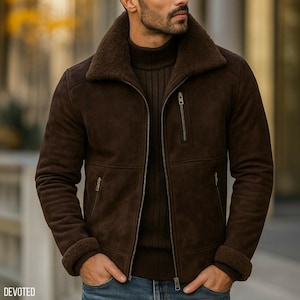 Gilet Biker In Pelle Con Cappuccio E Shearling – Uomo, Invernale, Taglie XS-5XL, Nero/marrone - Foto 6