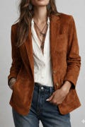 Women Western Boho Suede Blazer Jacket - Brown Cognac Leather Coat - Rustic Chic. product logo