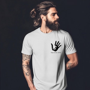 Dad Since 2016 Handprint T-Shirt, Father Child Matching Cotton Tee