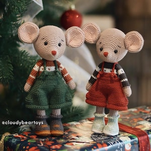 Patrón de crochet para ratón de invierno, patrón de crochet para amigurumi, juguete navideño hecho a mano