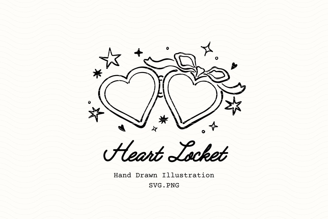 Wedding Locket Chain Vector Hand Drawn Heart Locket Clipart, Locket Illustration, Whimsical Wedding ...