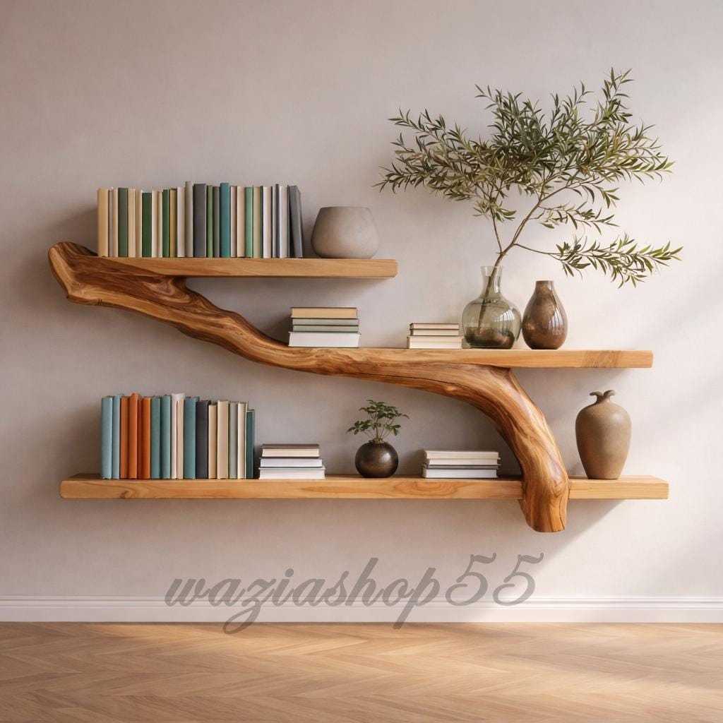 Mensola Porta Libri Design Libreria Albero In Bambù Navaris - 6 Ripiani, Design Scandinavo, 108x59x20 Cm - Per Libri E Oggetti Mobile Multifunzione