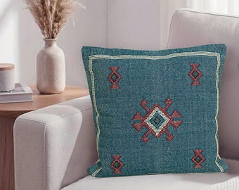 Handwoven Sabra Pillow Cover – Moroccan Kilim Boho Cushion, Pillow Cases