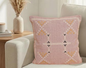 Handmade Sabra Silk Pillow Cover 18x18 Moroccan Kilim Throw Cushion Sofa Decor