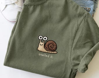 Funny Snail Shirt, Quirky Snailed It Graphic Tee, Introvert Humor, Tiny Snail Design
