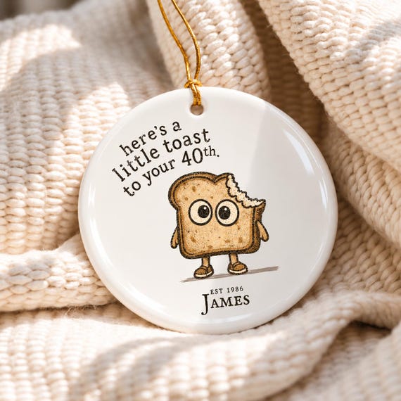 40th Birthday Ornament, Funny Personalized 40th Birthday Gift, 30th 50th 60th Birthday Keepsake, Custom Name Gift