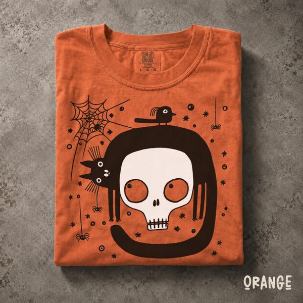 Halloween Cat Shirt, Black Cat & Skeleton Graphic Tee, Spooky Season Comfort Colors® Shirt, Fall Lover Gift