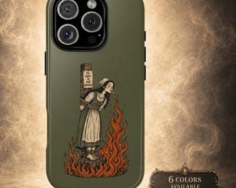 Witch Lighting a Cigarette Phone Case, Dark Gothic Witchy Cover for iPhone, Samsung & Google Pixel