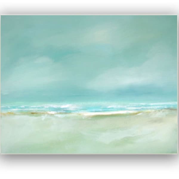 SALE - Painting Acrylic Original, Aqua Clouds- Abstract Seascape, 24" x 30"