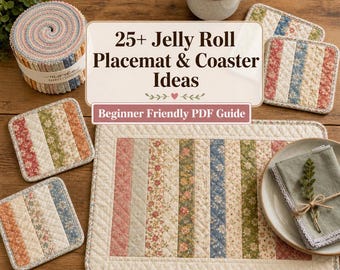 25+ Jelly Roll Placemats & Coasters Ideas for Beginners - Easy Quilted Table Mats, Simple Precut Fabric Projects and Beginner Sewing Guide