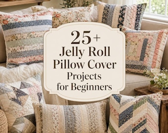 25+ Jelly Roll Pillow Cover Projects for Beginners – Easy Quilted Cushion Covers, Scrap Strip Panels & Simple Sewing PDF Guide
