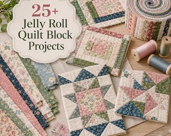 25+ Jelly Roll Quilt Block Projects for Beginners – Easy 2.5-Inch Strip Blocks, Sampler Quilts & Simple Sewing PDF Guide