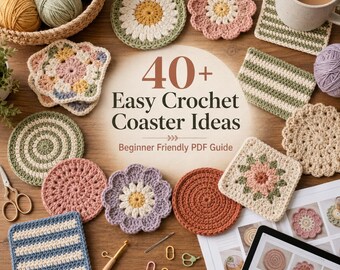 40+ Easy Crochet Coaster Ideas for Beginners – Mug Rugs, Flower Coasters, Scrap Yarn Projects & Simple PDF Guide