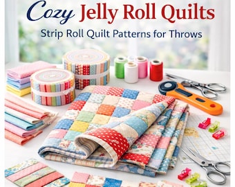 Motifs de courtepointe Jelly Roll - Motifs confortables en rouleaux pour jetés (téléchargement PDF numérique)