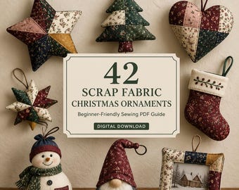40+ Scrap Fabric Christmas Ornament Projects for Beginners – Easy Quilted Stars, Trees, Stockings and Holiday Sewing PDF Guide