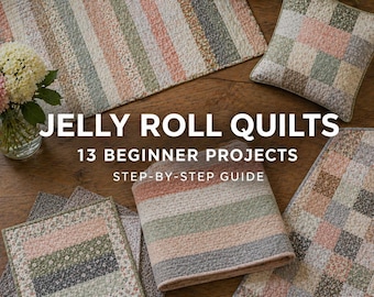 Easy Jelly Roll Quilts for Beginners - Learn Tools, Techniques & Sew 13 Quilt Projects Step-by-Step