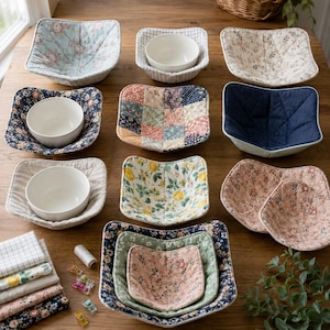 30+ Quilted Bowl Cozy & Hot Pad Ideas for Beginners - Easy Kitchen Sewing Gifts, Fabric Bowl Holders, Scrap Projects and Simple Sewing Guide bild 8