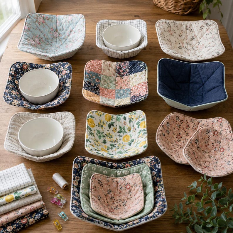 30+ Quilted Bowl Cozy & Hot Pad Ideas for Beginners - Easy Kitchen Sewing Gifts, Fabric Bowl Holders, Scrap Projects and Simple Sewing Guide bild 8