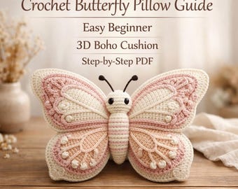 Crochet Butterfly Pillow Guide – Easy Beginner 3D Boho Cushion Tutorial, Soft Nursery Decor PDF