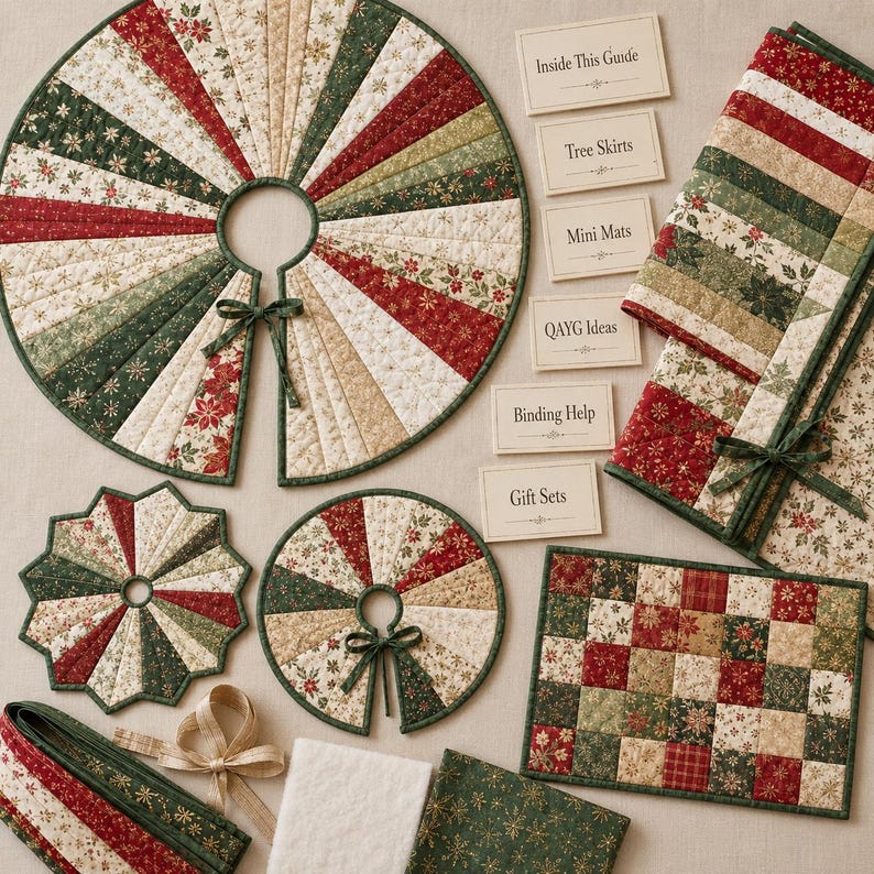 25+ Jelly Roll Christmas Tree Skirt Projects - Easy Quilted Tree Skirts, Mini Tree Mats & Holiday PDF Guide image 4