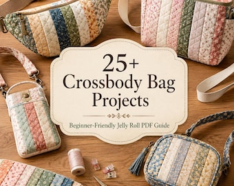 25+ Jelly Roll Crossbody Bag Projects for Beginners – Easy Quilted Sling Bags, Small Purses & Fabric Strip PDF Guide