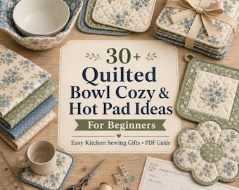 30+ Quilted Bowl Cozy & Hot Pad Ideas for Beginners - Easy Kitchen Sewing Gifts, Fabric Bowl Holders, Scrap Projects and Simple Sewing Guide