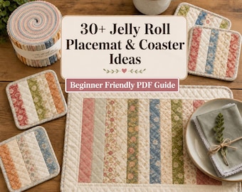 30+ Jelly Roll Placemats & Coasters Ideas for Beginners - Easy Quilted Table Mats, Simple Precut Fabric Projects and Beginner Sewing Guide