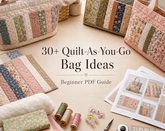 30+ Quilt-As-You-Go Bag Ideas for Beginners – Easy Scrappy Totes, Fabric Strip Bags & Simple Sewing PDF Guide
