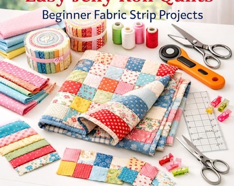 Easy Jelly Roll Quilts – Beginner Fabric Strip Projects (PDF)