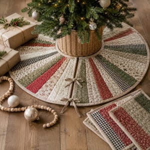 25+ Jelly Roll Christmas Tree Skirt Projects - Easy Quilted Tree Skirts, Mini Tree Mats & Holiday PDF Guide image 6