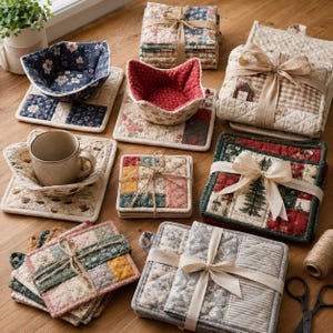 30+ Quilted Bowl Cozy & Hot Pad Ideas for Beginners - Easy Kitchen Sewing Gifts, Fabric Bowl Holders, Scrap Projects and Simple Sewing Guide bild 3