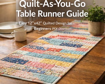 Guide till löpare i Quilt-As-You-Go-stil – Enkel quiltad design på 30x100 cm för nybörjare (PDF-nedladdning)